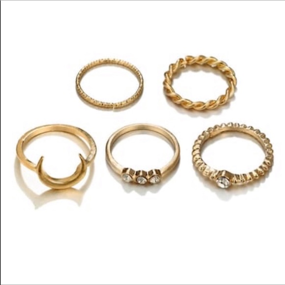 Trendy Boho Crescent Moon Ring Set - Picture 5 of 5